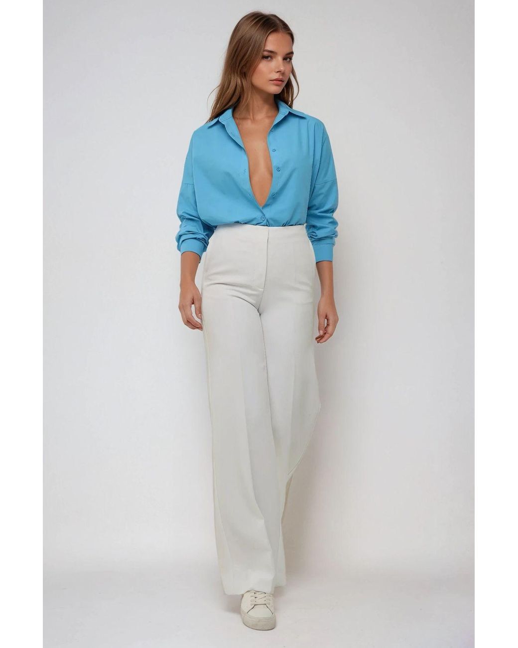 Hiccup Blue Classic Long Sleeve Cotton Shirt
