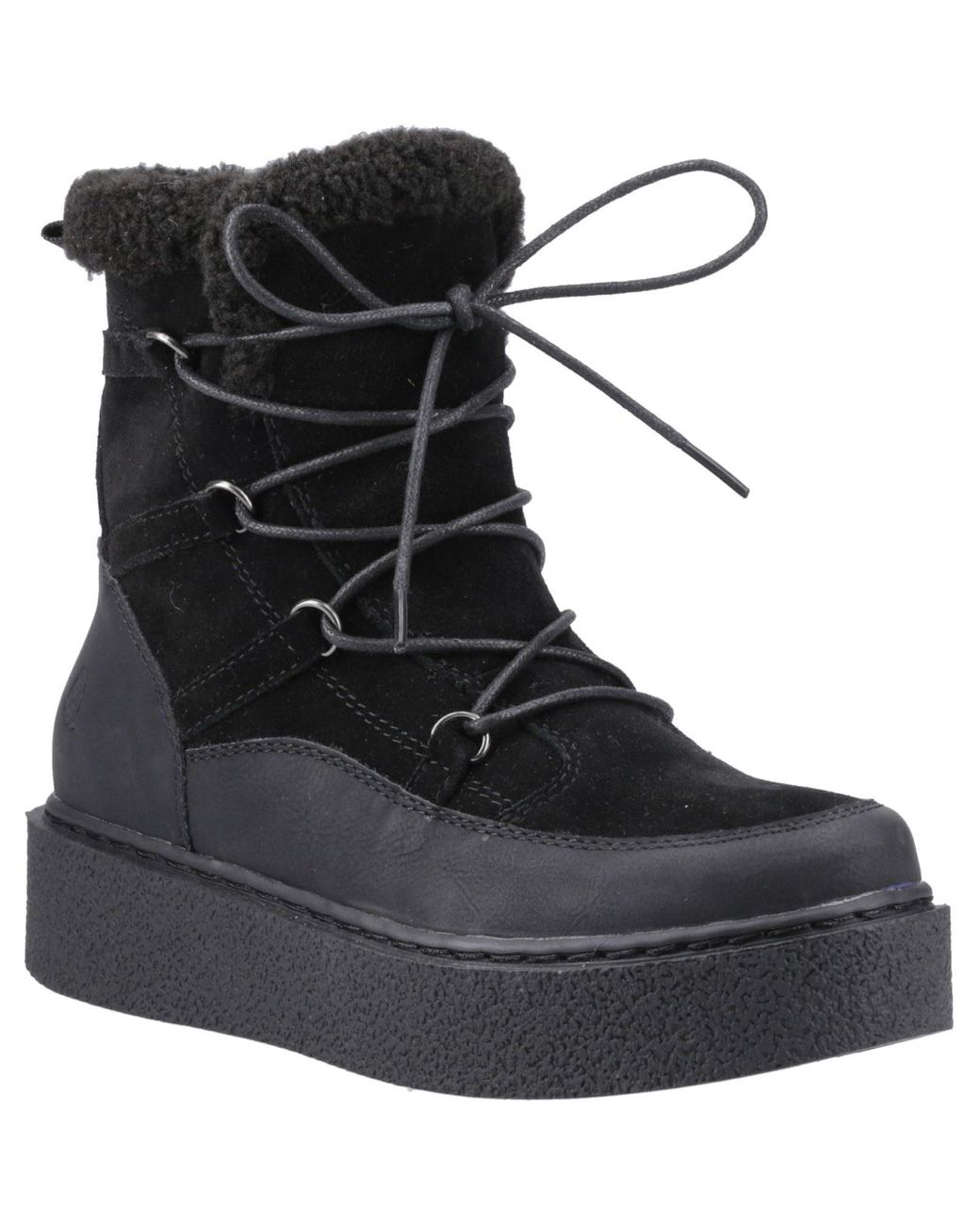 Hush Puppies Black Bronte Suede Winter Mid Calf Boots