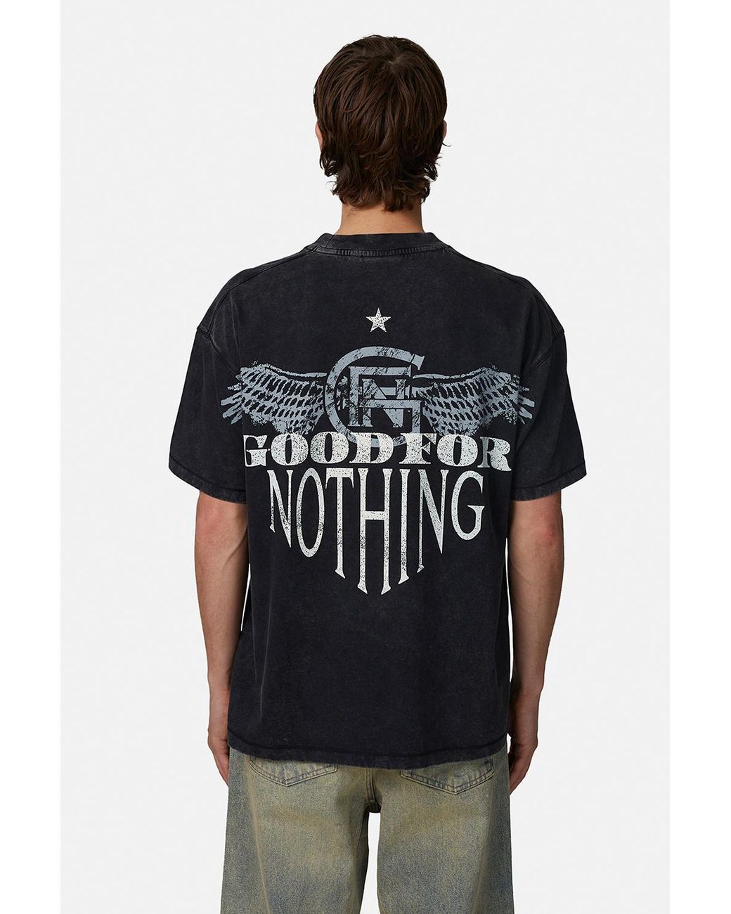 Good For Nothing Black Relaxed Fit Graphic Tee for men