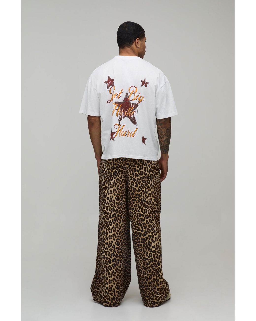 BoohooMAN Multicolor Extreme Baggy Animal Print Trouser for men