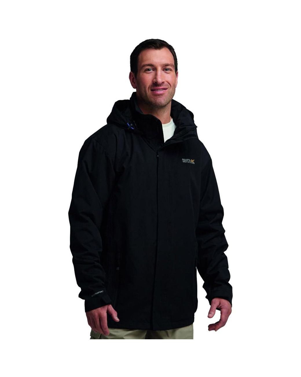 Regatta Black Matt Waterproof Hooded Shell Jacket Rmw201 for men