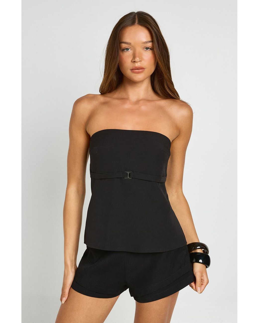Boohoo Black High Waisted Double Hem Tailored Shorts
