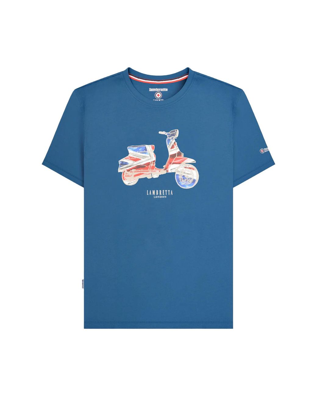 Lambretta Blue Scooter Flag Big & Tall T-Shirt (Dark) Cotton for men