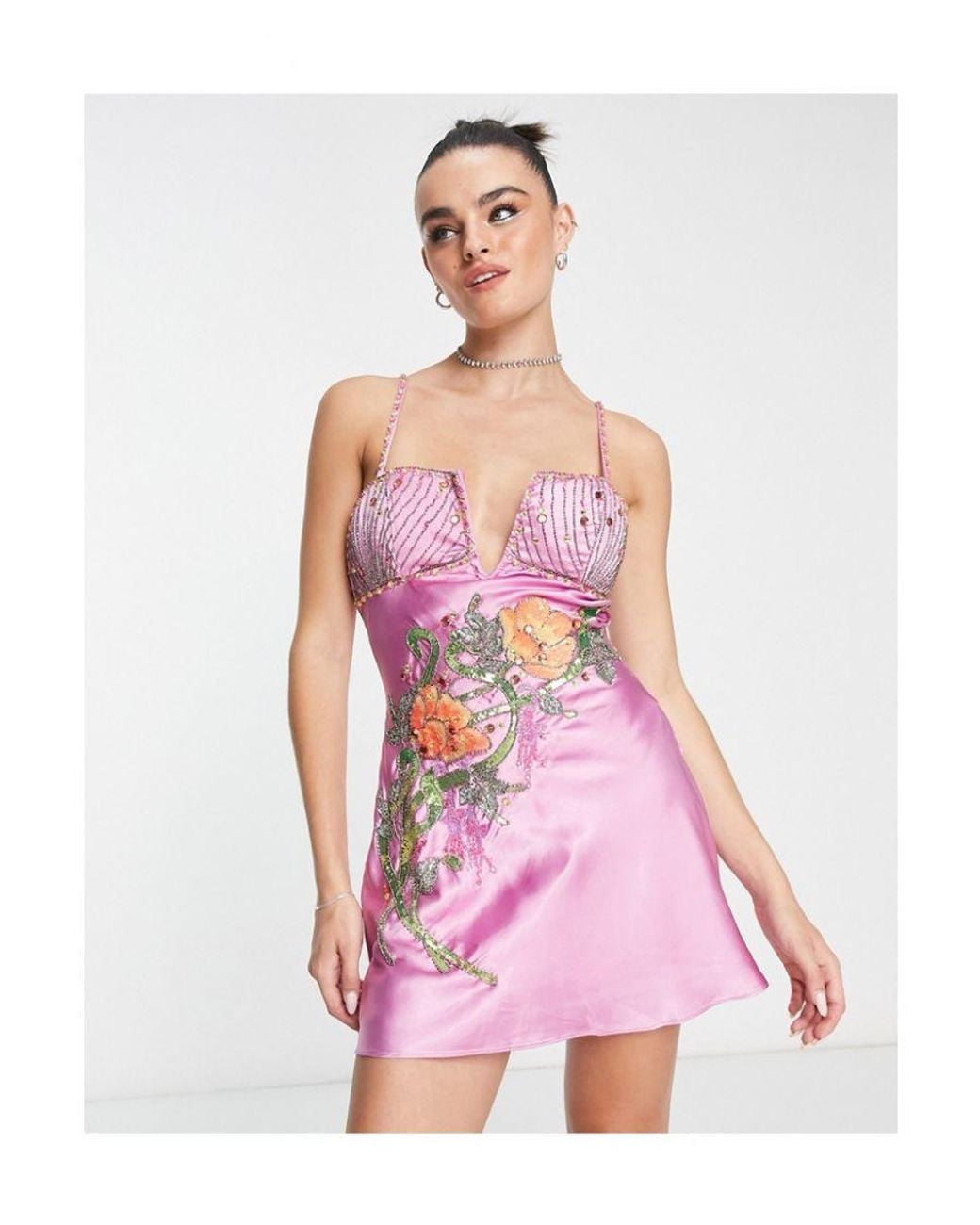 white christmas dresses Charmeuse Floral Midi Slip Dress | Midi Dress main image 1