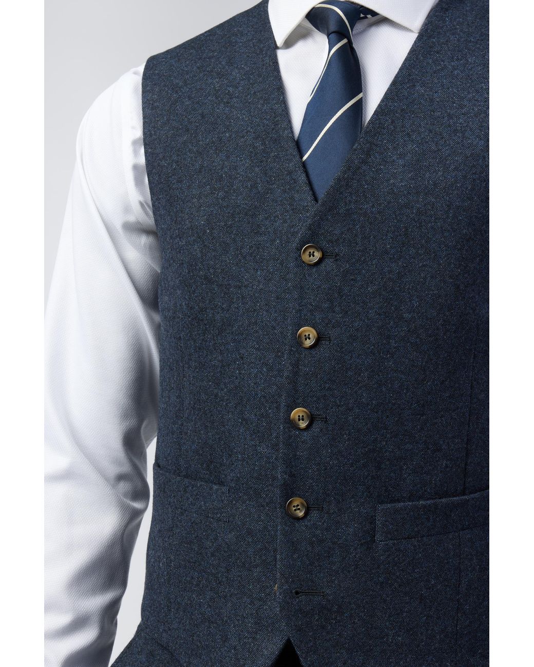 Alexandre Silver Label Blue Tailored Fit Donegal Waistcoat for men