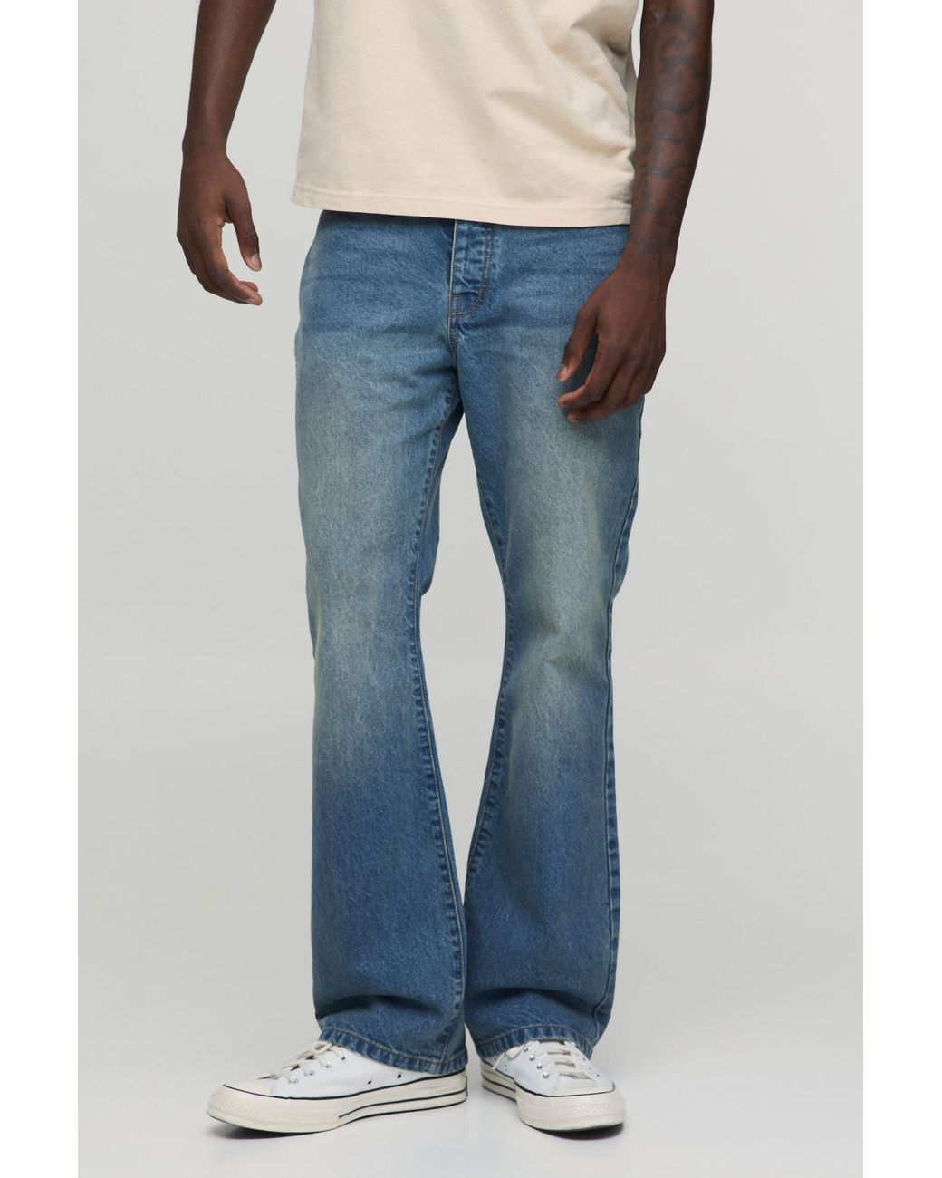 BoohooMAN Blue Basic Flared Fit Jeans for men