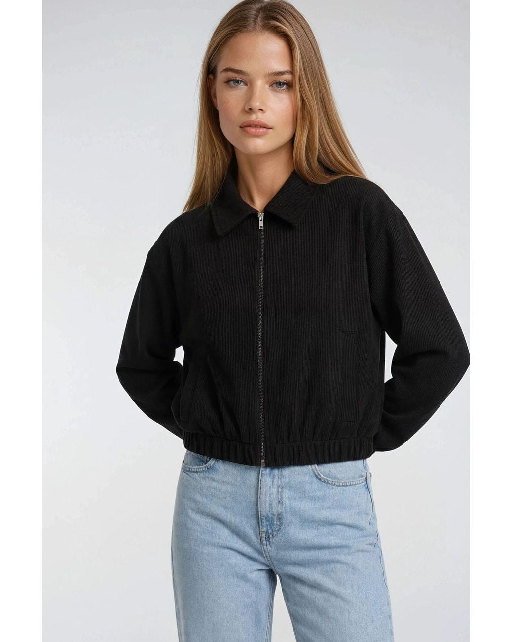 MixRay Black Relaxed Fit Zipper Jacket With Pockets