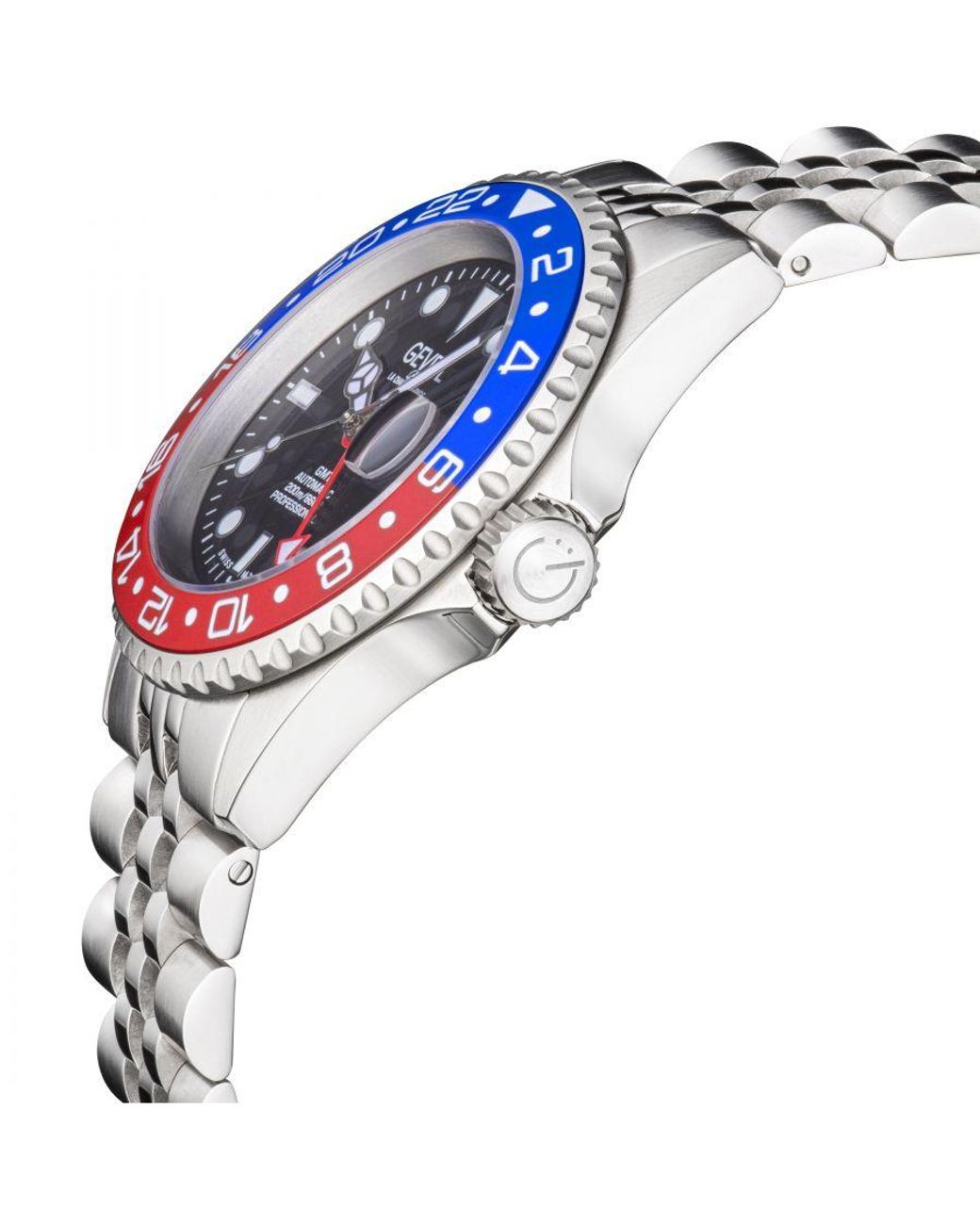 Gevril Metallic Wall Street 4952B Swiss Automatic Gmt, Sw330 Movement Date Luminous Stainless Steel Watch for men