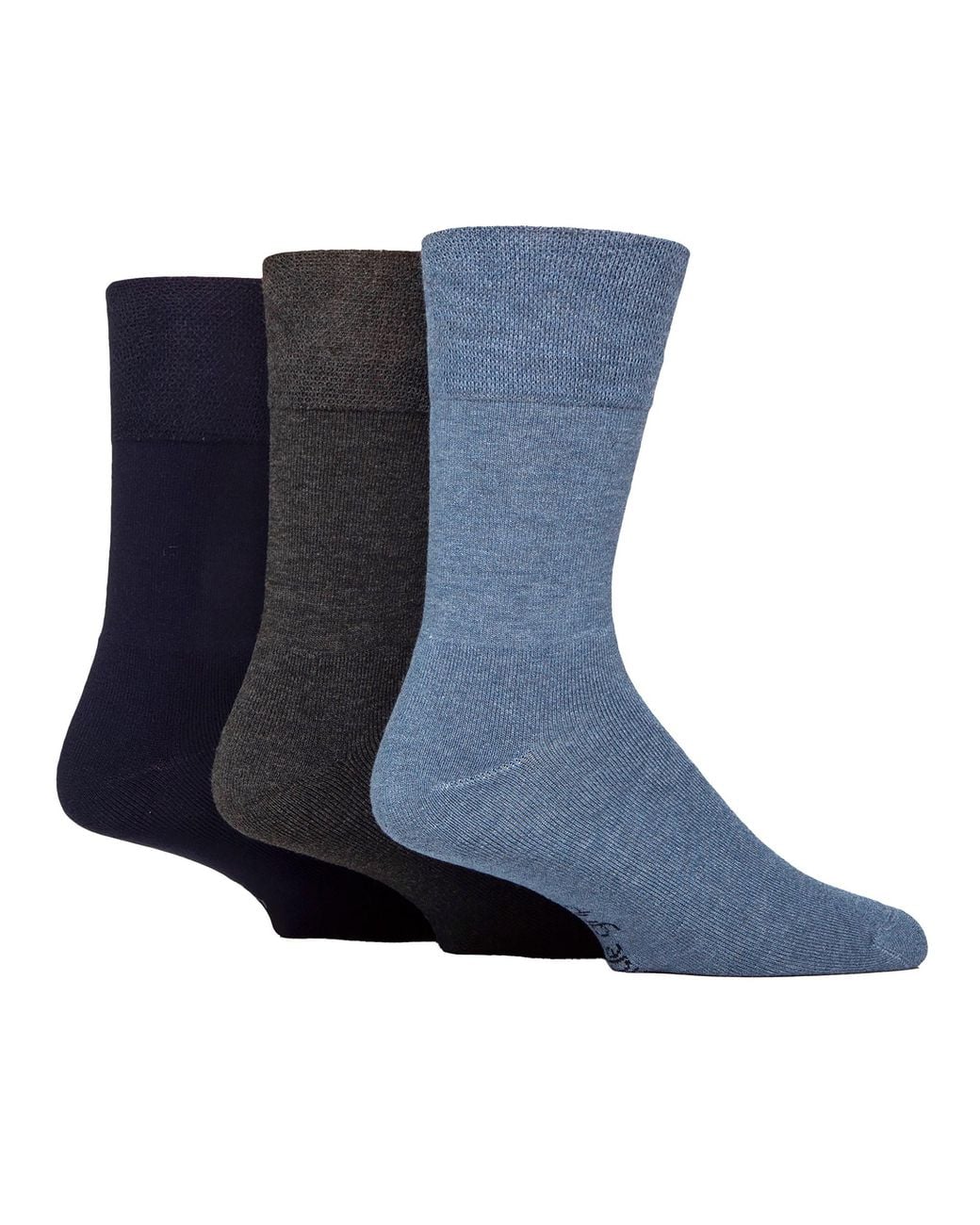 Gentle Grip Blue 3 Pack Bamboo Socks Soft Breathable Cushioned Crew for men