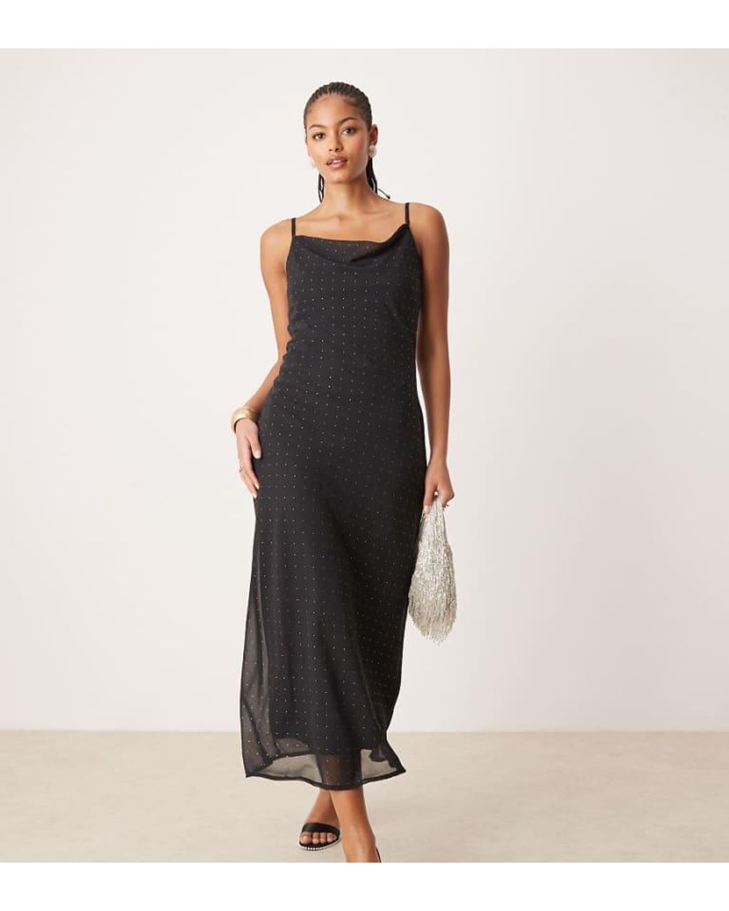 Jdy Black Tall Stud Details Midaxi Dress