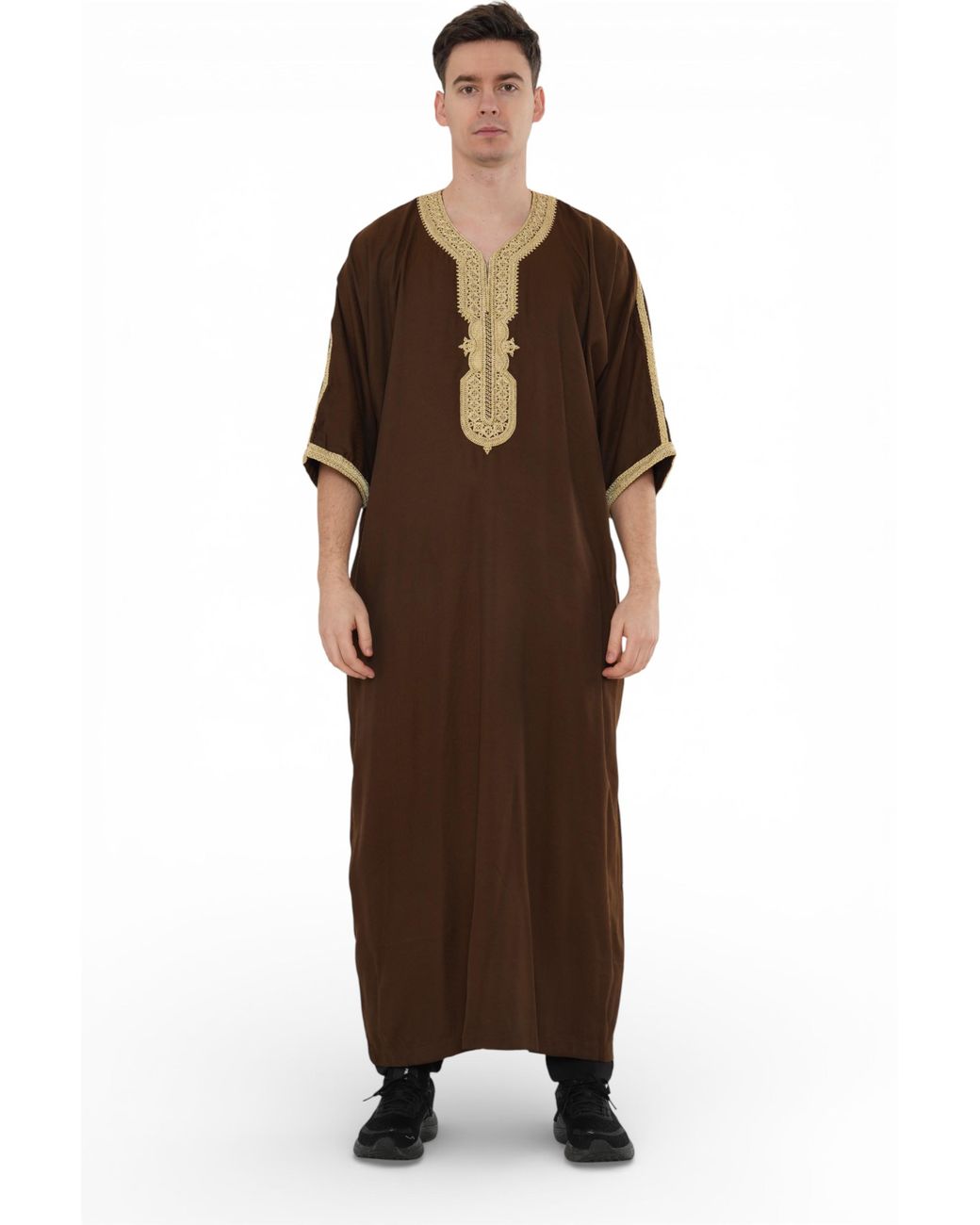 Thobez Brown Ramadan Moroccan Thobe Robe Djellaba Gandoura Eid Jubba- Hm67 for men