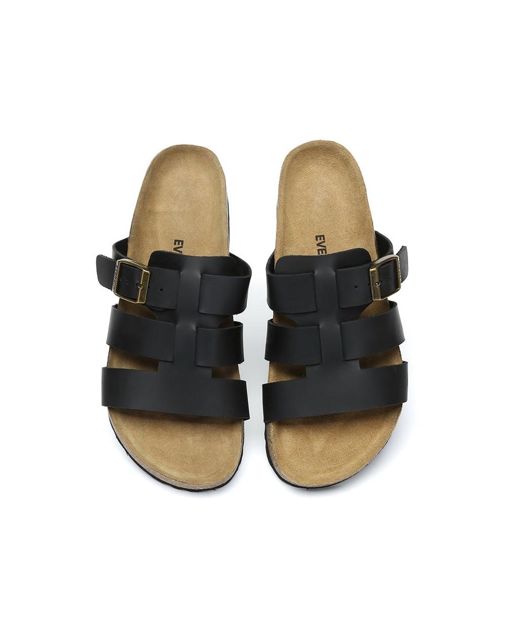 EverAu Australia Brown Ever Au Genuine Leather Yates Slides With Sole