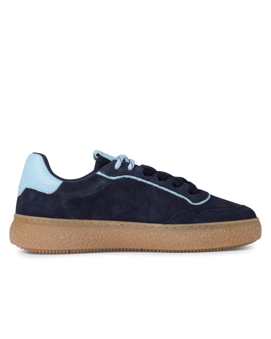 Tamaris Blue Leather Fashion Stripe Lace Up Sneakers