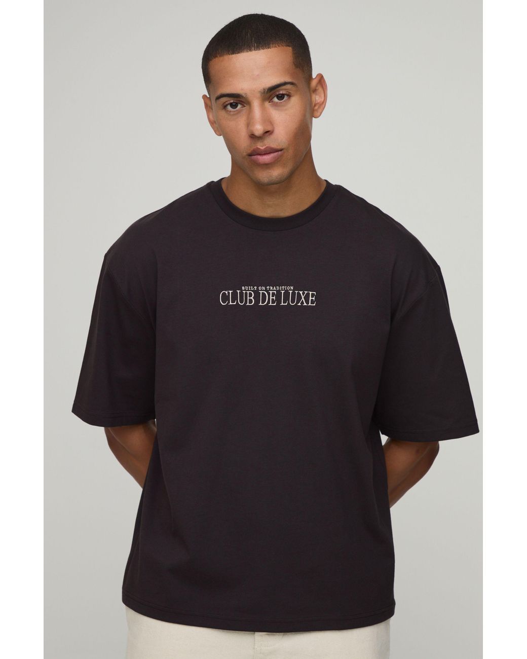 BoohooMAN Gray Oversized Club De Luxe T-Shirt for men