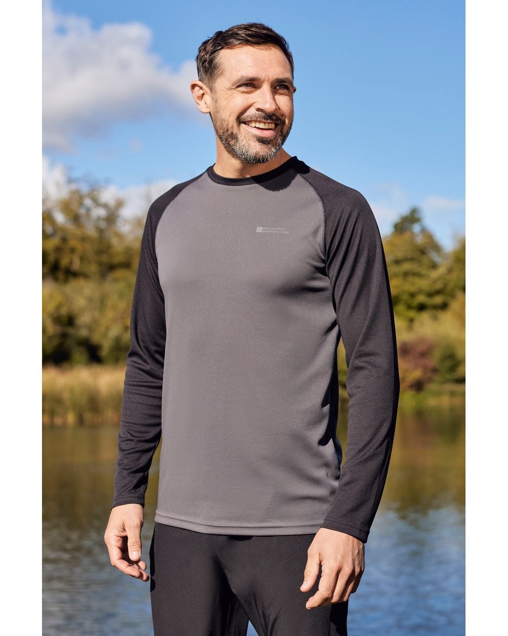 Mountain Warehouse Gray 'Endurance' Isocool Top Long Sleeve Everyday Sports Tee for men