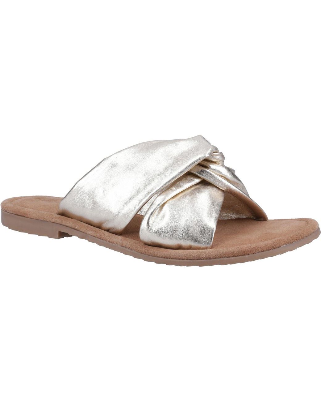 Hush Puppies Brown Amy Wide Fit Leather Sandals