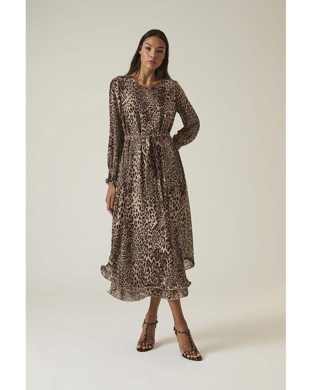 James Lakeland Natural Leopard Maxi Wave Hem Dress