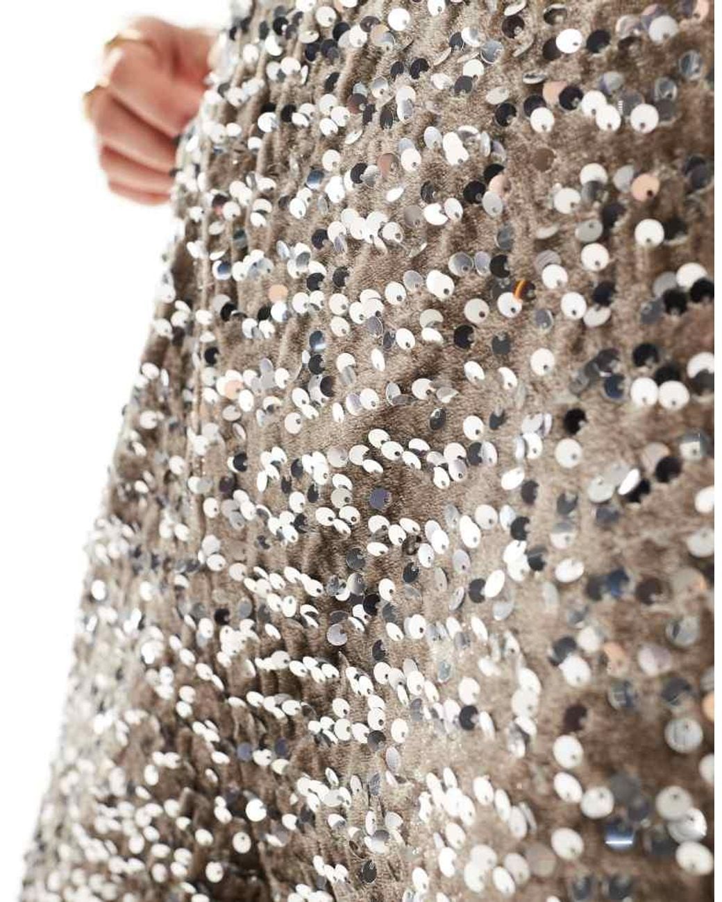 Pieces Natural Wide Leg Velour Sequin Trouser