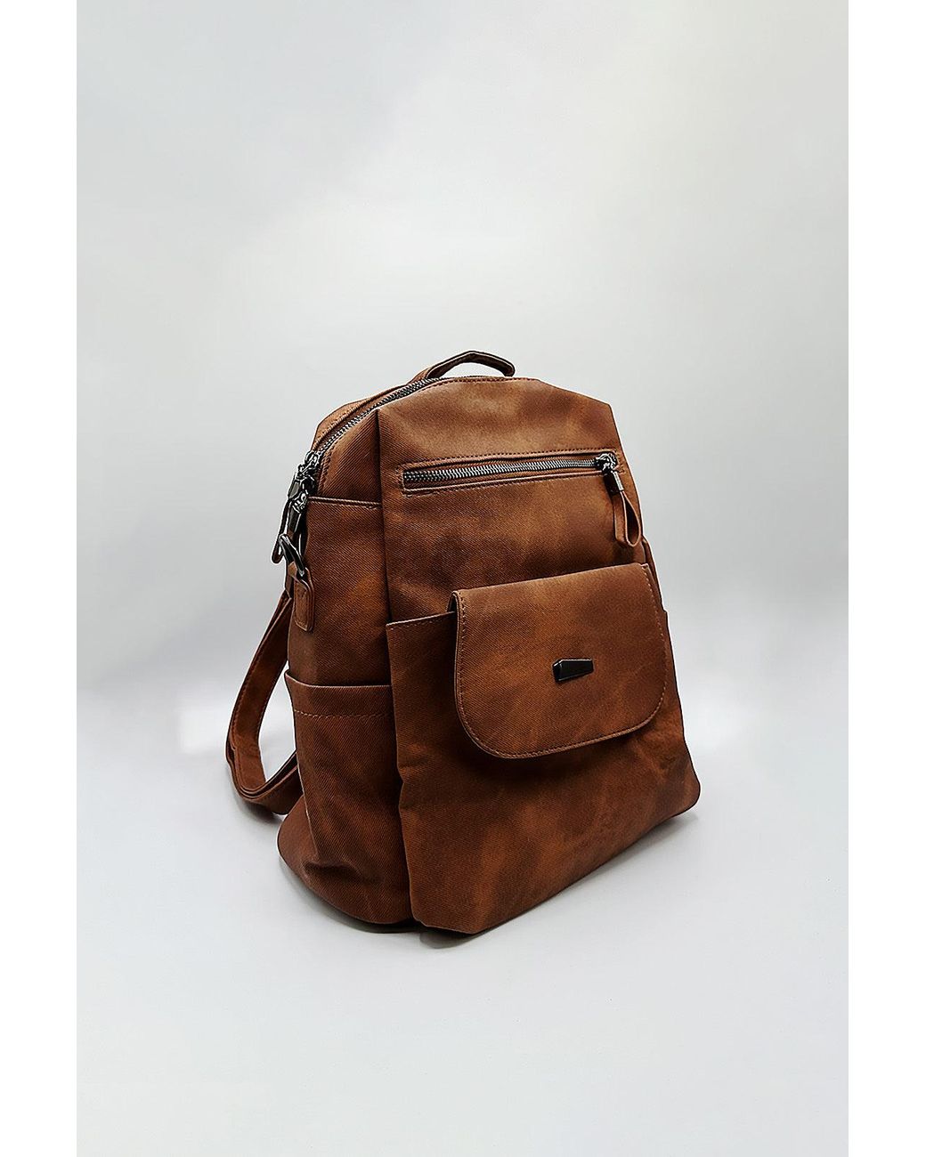 SVNX Brown Faux Leather Backpack