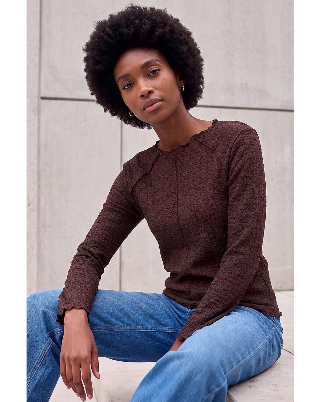 Roman Purple Textured Seam Top