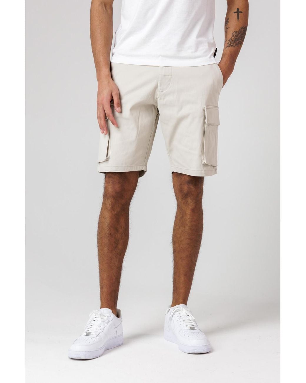 French Connection Natural Cotton Cargo Shorts for men