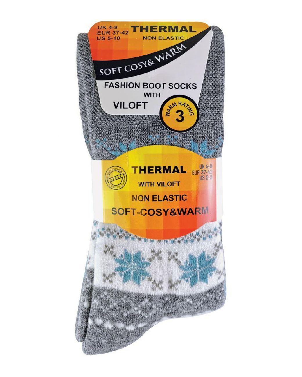 Sock Snob Blue Ladies 3 Pairs Of Thick Winter Warm Fairisle Thermal Diabetic Socks