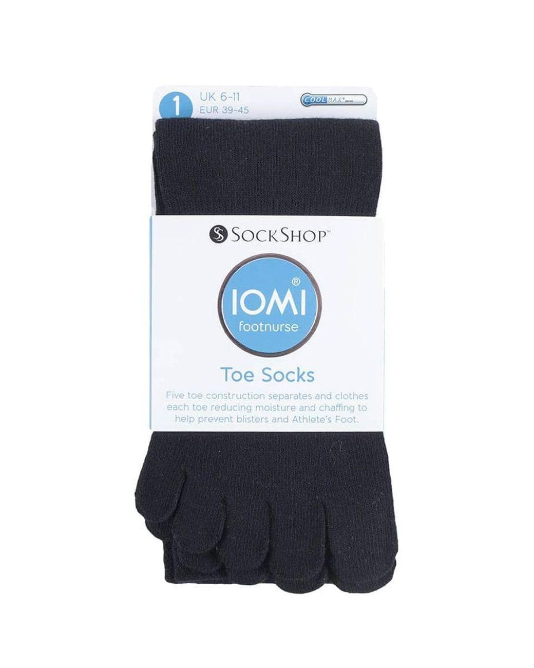 IOMI Blue Ladies Lightweight Cotton Toe Socks For Athletes Foot for men