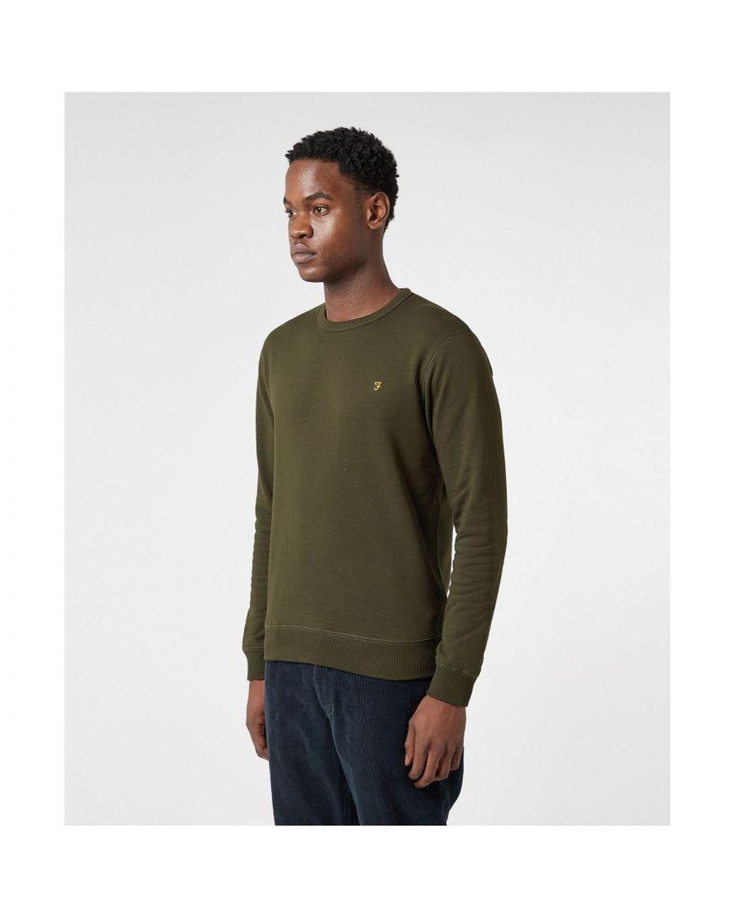 Farah Tim Crew Neck Sweatshirt in Green for Men Lyst UK