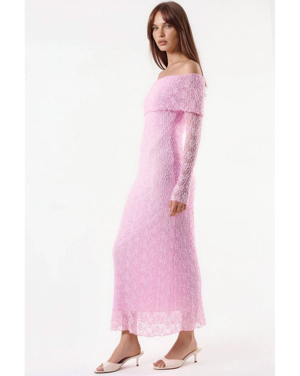 Hiccup Pink Strapless Jacquard Bodycon Midi Dress