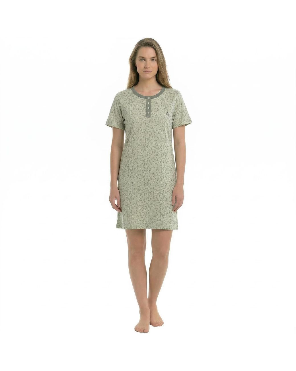 Kisses&Love Green Short-Sleeved Cotton Nightgown Kl45000