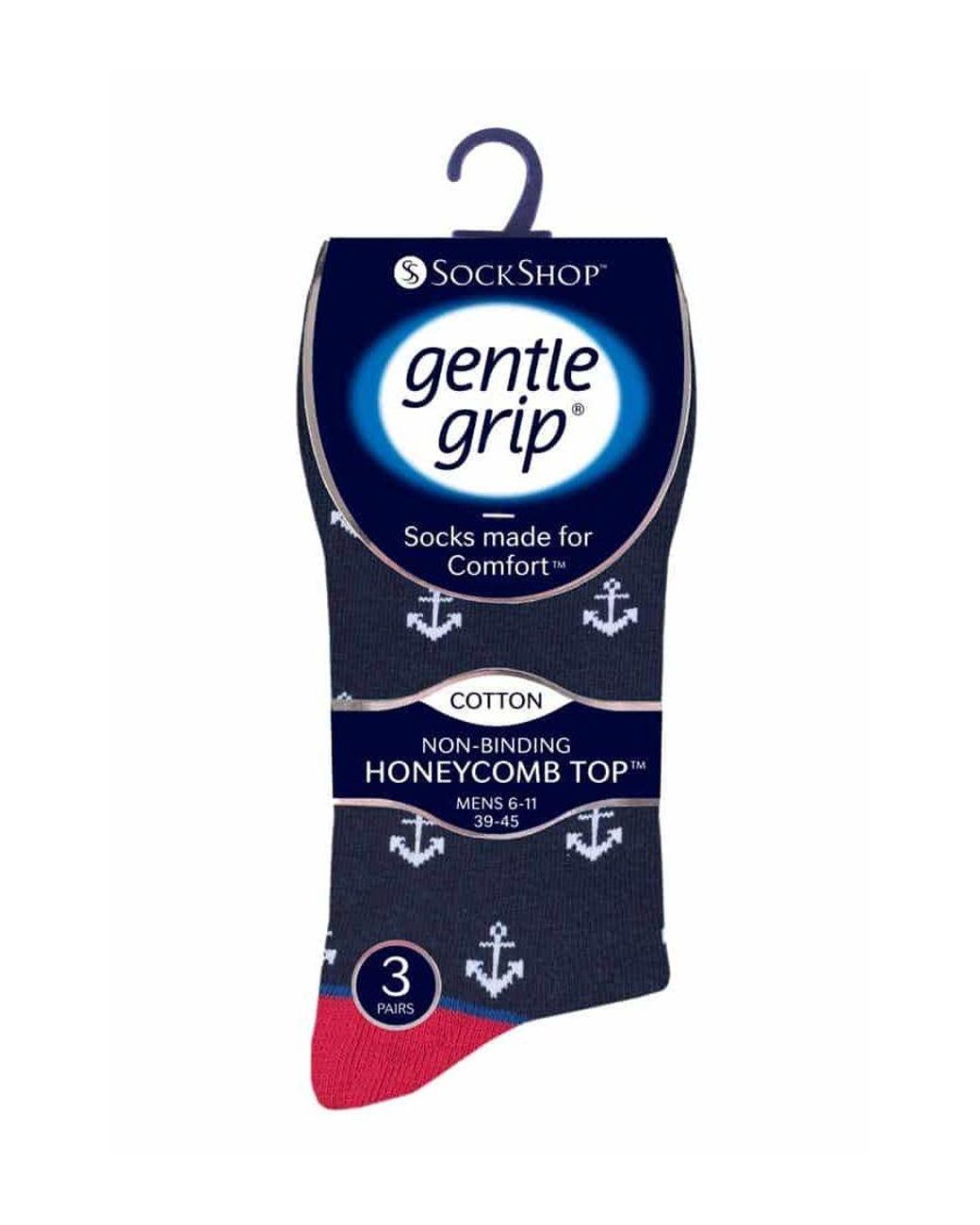 Gentle Grip Blue 6 Pairs Non Elastic Socks for men