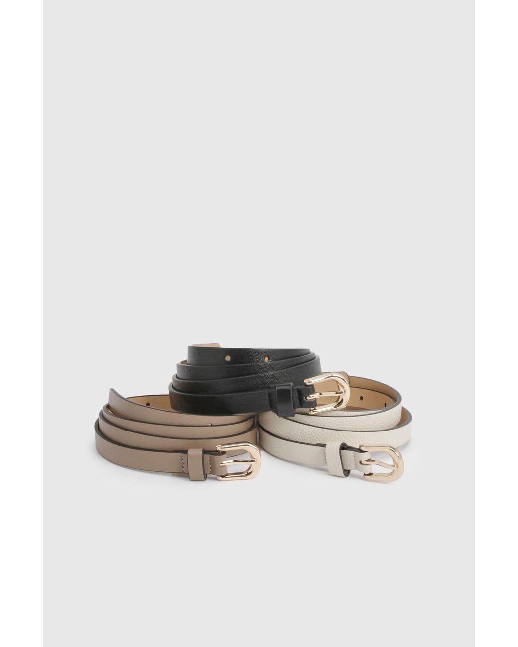 Boohoo Multicolor 3 Pack Basic Skinny Belts