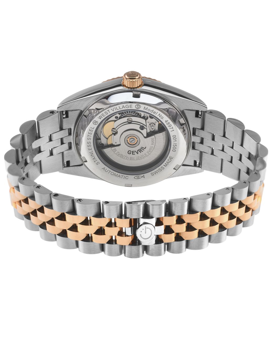 Gevril Gray Automatic West Village. 316L Stainless Steel Iprg Case, Malachite Dial, 316Lstainless Bracelet for men