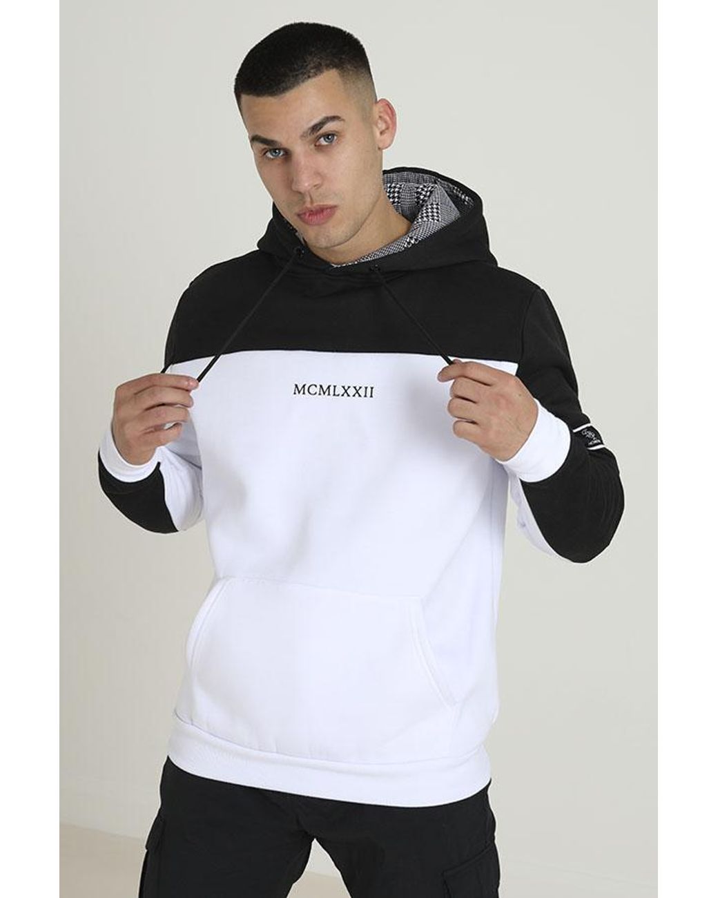 Brave Soul White Overhead Hoodie With Kangaroo Pocket for men