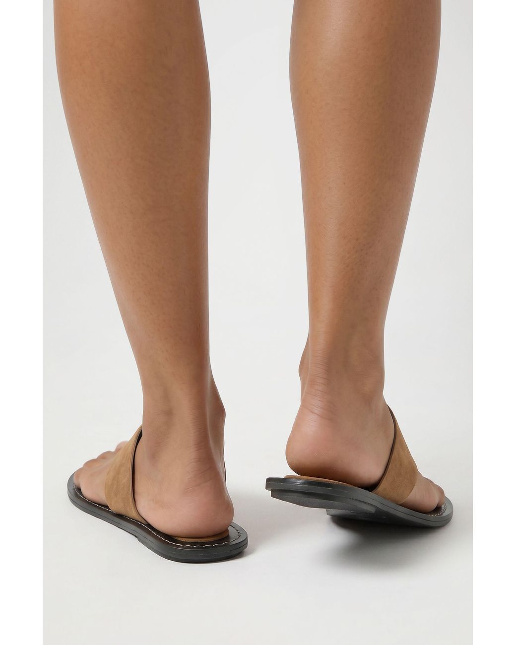 Boohoo Brown Faux Suede Stitch Detail Toe Post Sandals