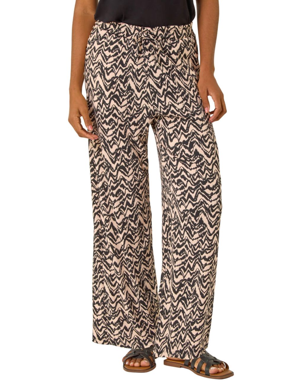 Roman Natural Abstract Wide Leg Trouser