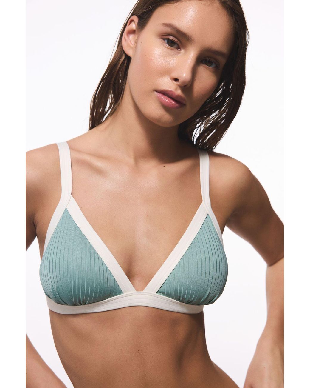 Penti Green Ribbed Bralette Bikini Top