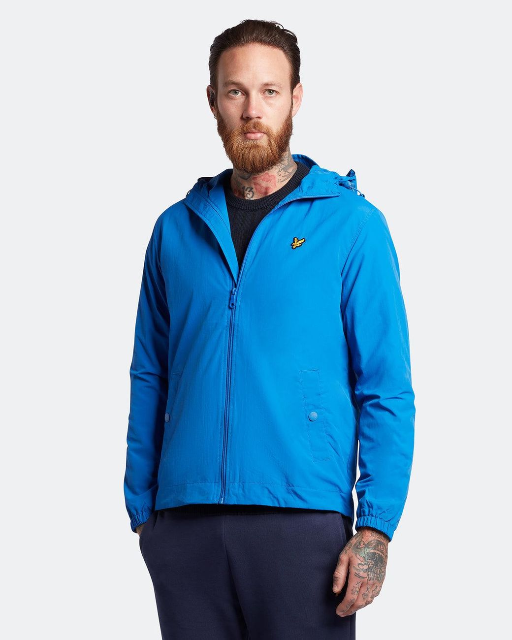 Lyle & Scott Blue Zip Through Hooded Jacket for men