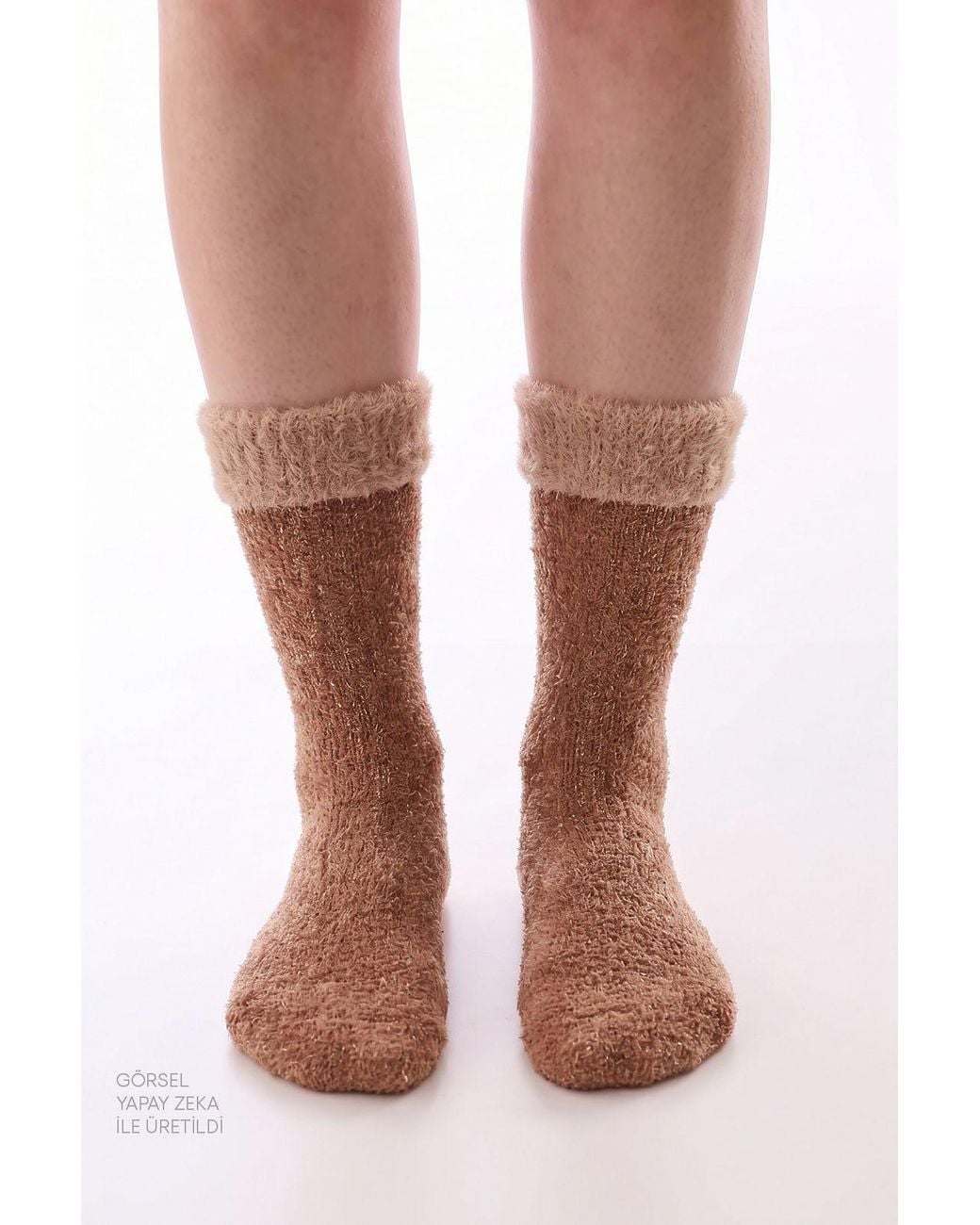 Penti Brown Latte Fluffy Crew Socks