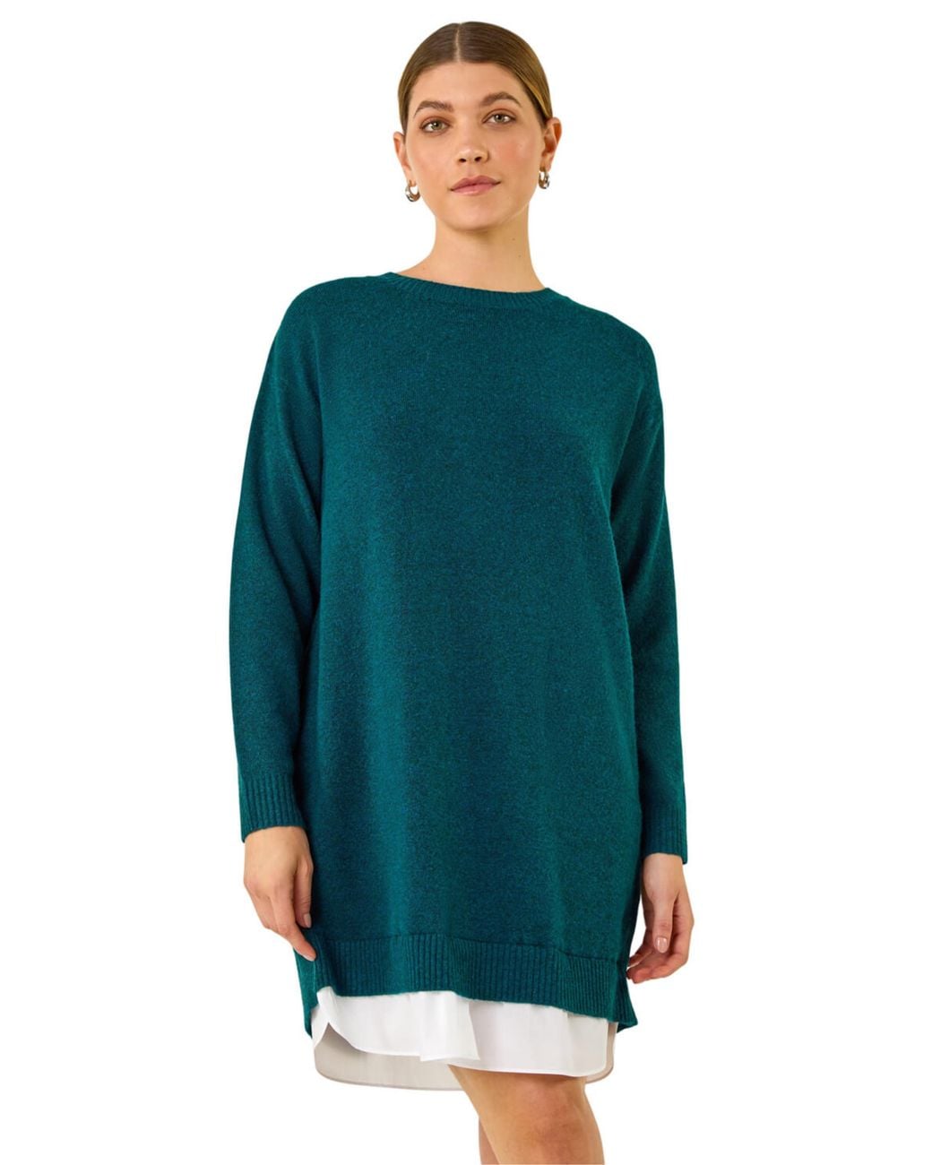 Roman Blue Mock Shirt Knitted Dress