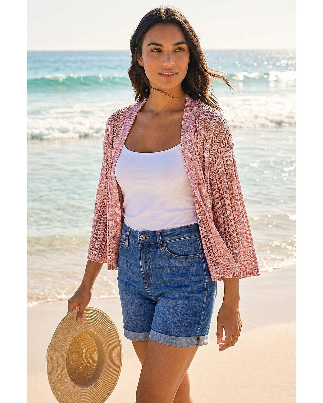 Roman Red Spacedye Open Knitted Cardigan