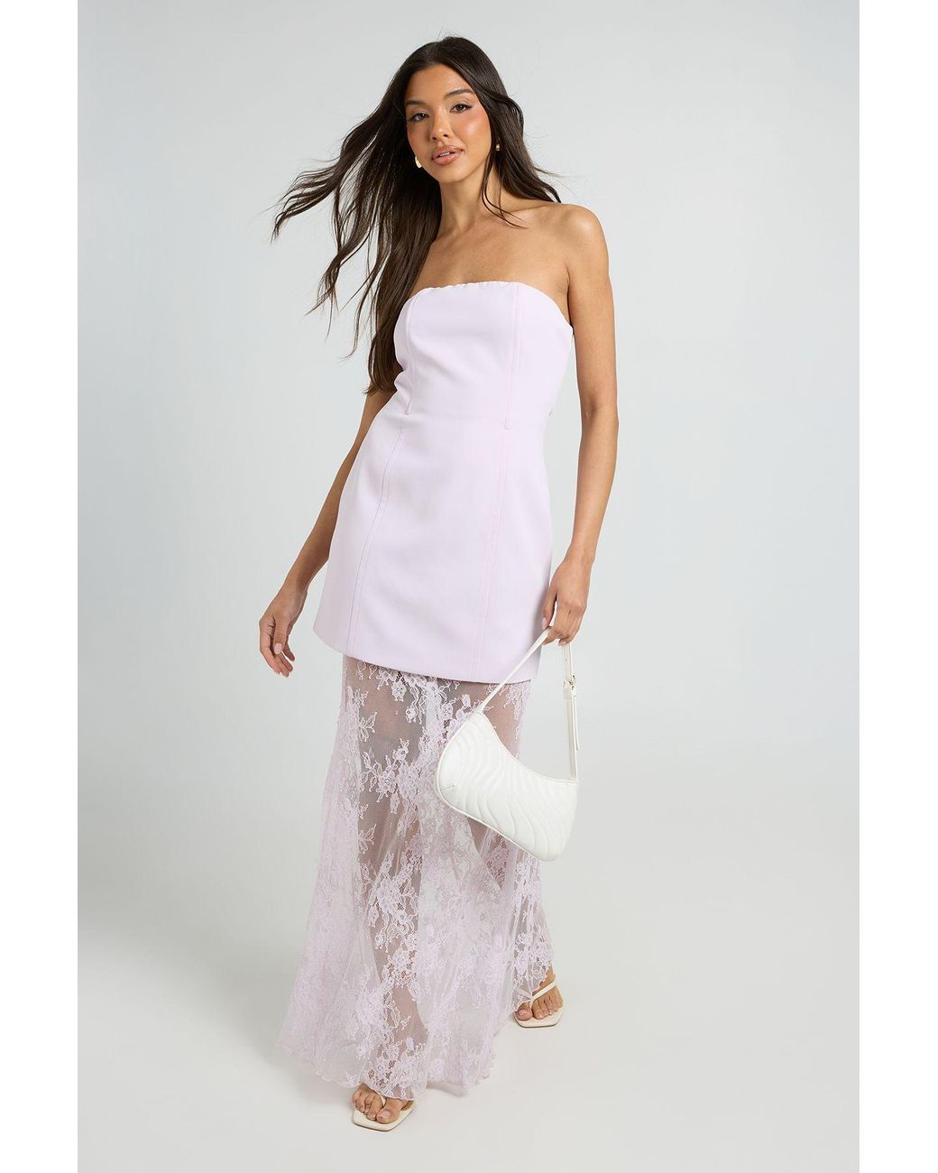 Boohoo Purple Premium Structured Lace Maxi Dress