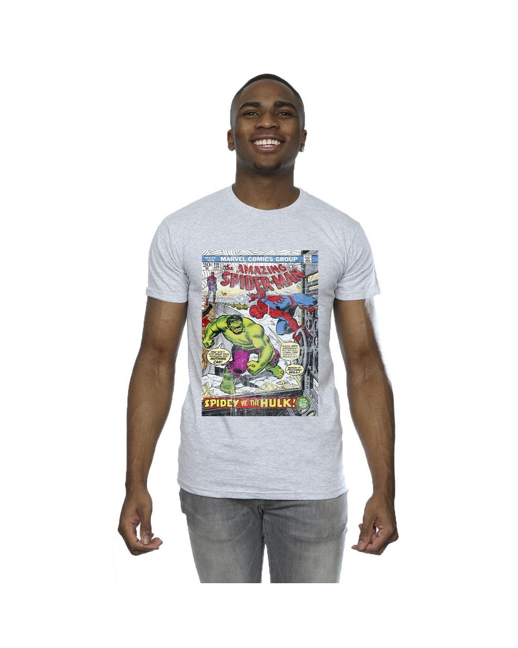 Marvel Gray Spider- Vs Hulk Cover T-Shirt (Sports) for men