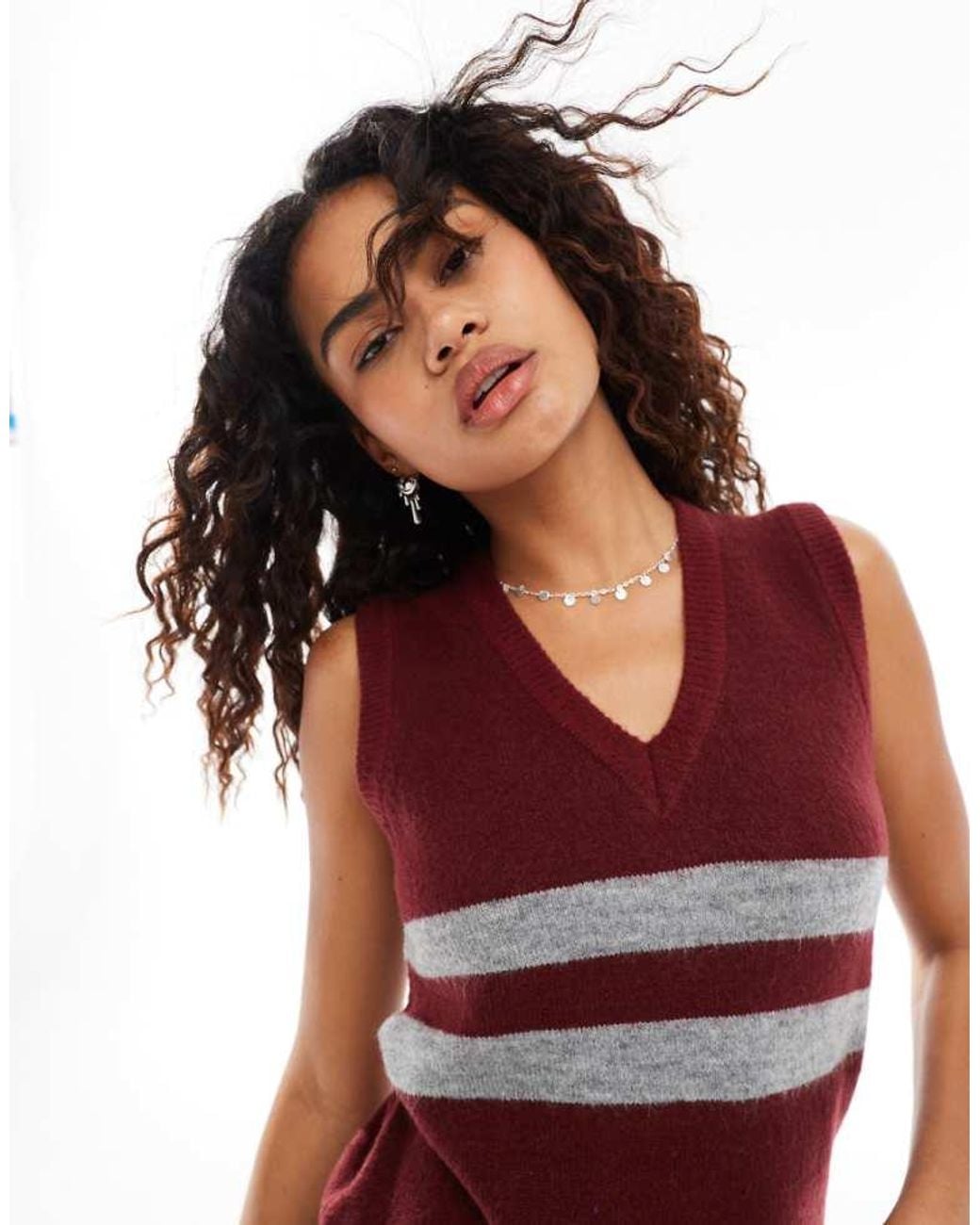 Motel Red Guria Striped Knitted Vest