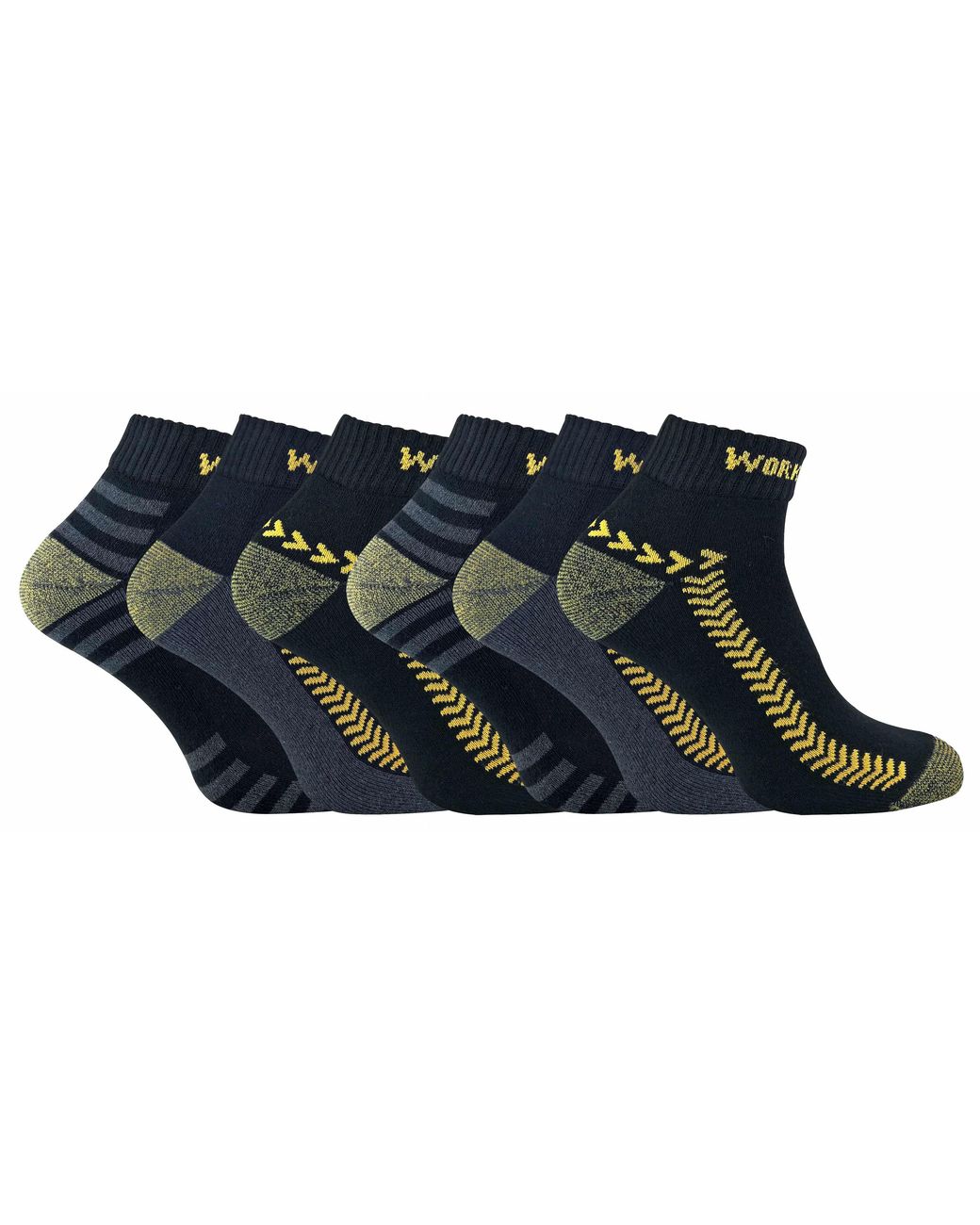 Sock Snob Black 6 Pairs Cotton Anti Sweat Low Cut Work Socks For Steel Toe Boots for men