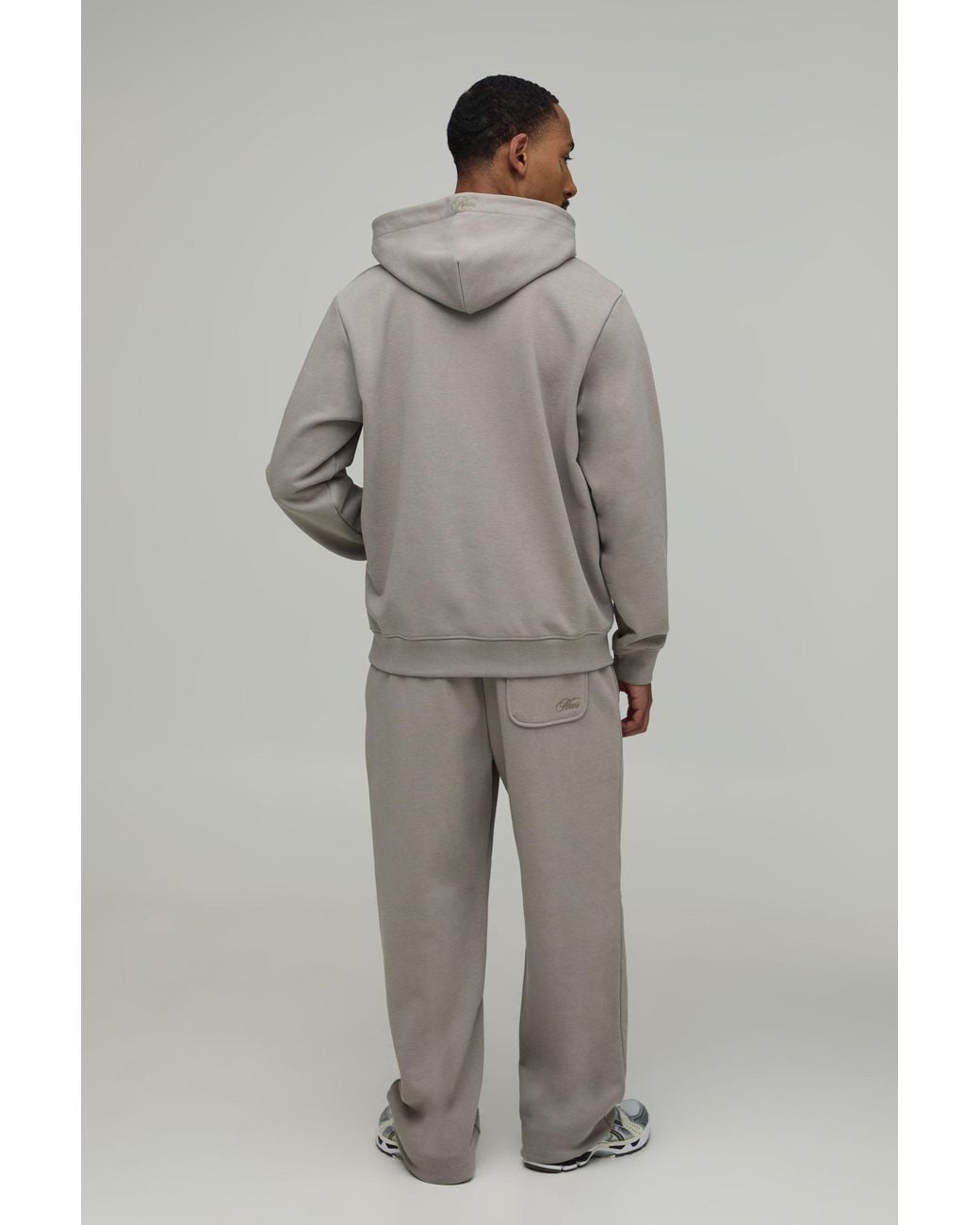 BoohooMAN Gray Regular Fit Premium 480Gsm Over The Head Hoodie for men