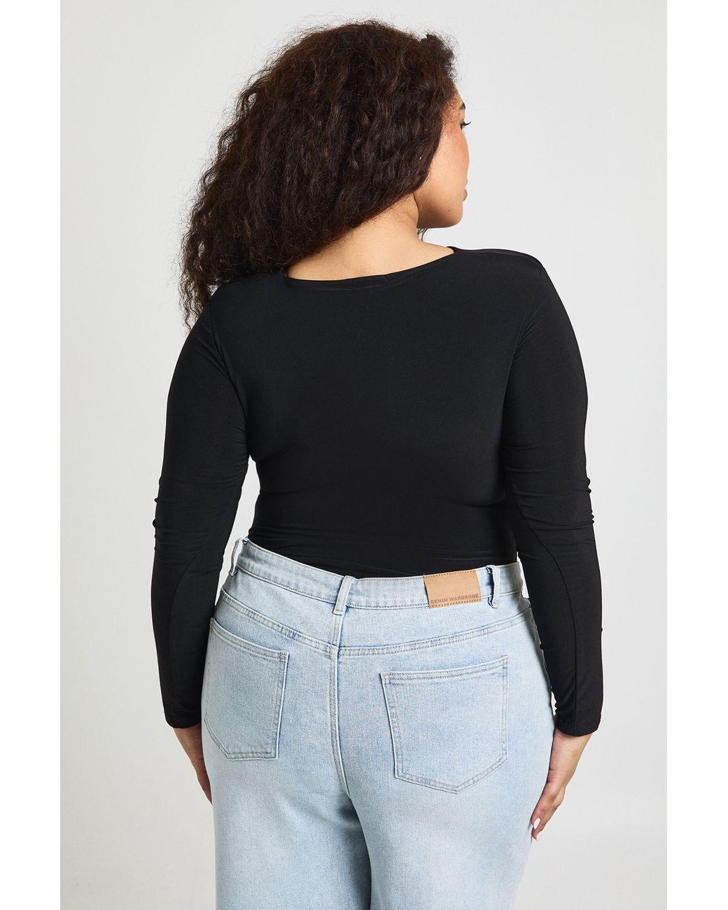 Boohoo Black Plus Cut Out Long Sleeve Bodysuit