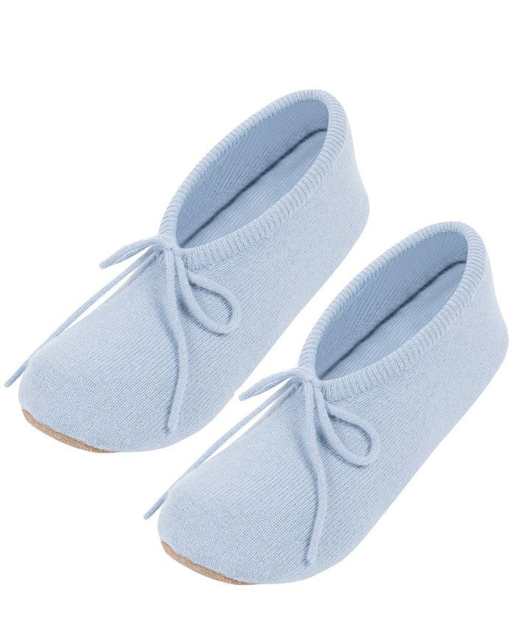 Pure Luxuries Blue 'Millom' Powder Cashmere & Merino Wool Medium Ballet Slippers