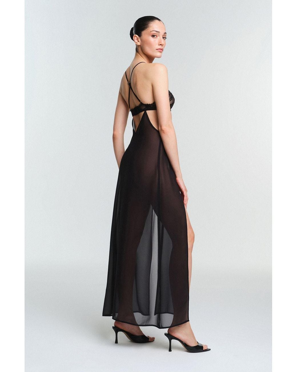 Penti Black Vera Lace Nightgown