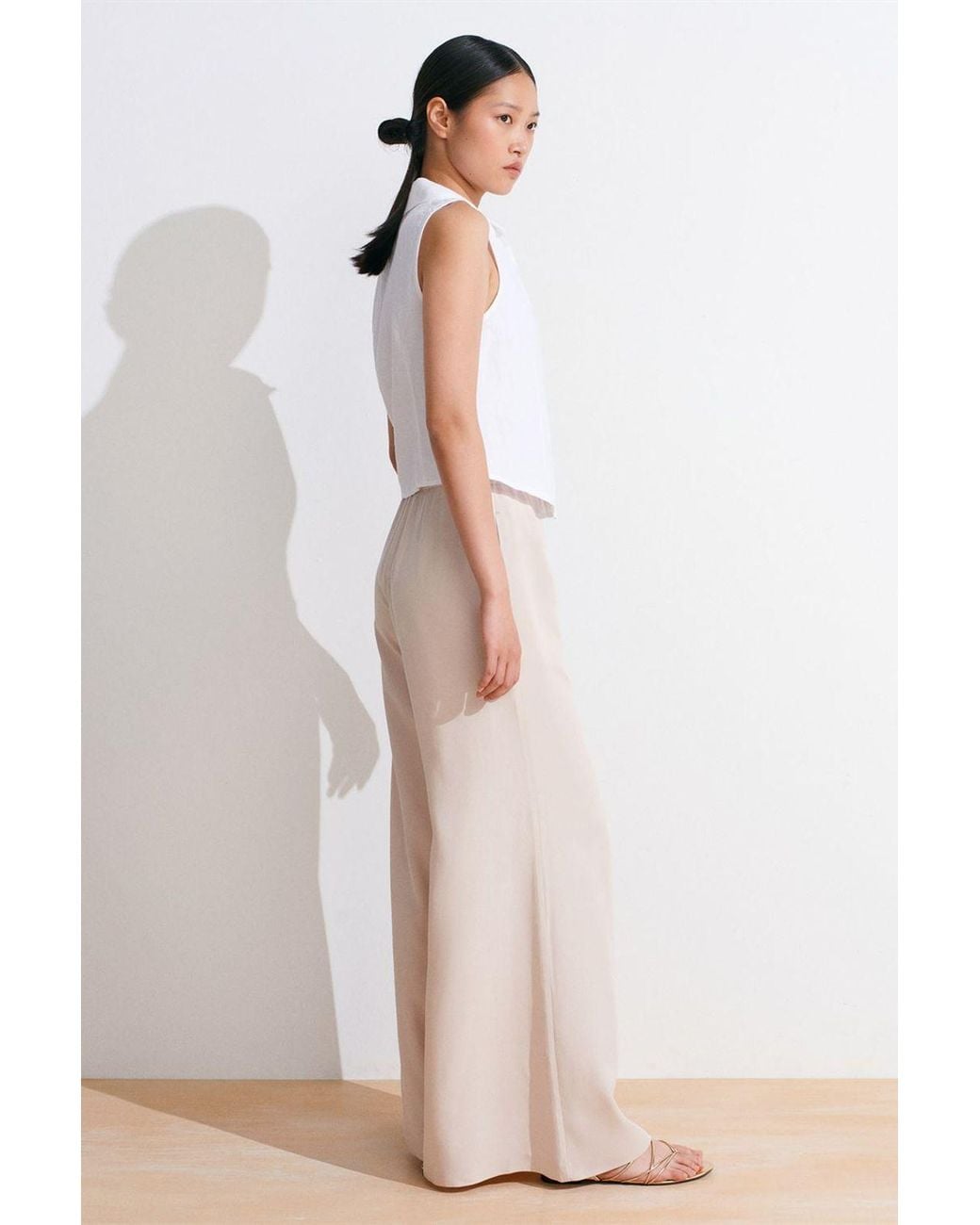 Dilvin Pink High-Waist Wide-Leg Tencel Palazzo Pants